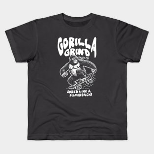 Gorilla Grind Skate Co. // Shred Like a Silverback! // Funny Skateboard Gorilla Kids T-Shirt